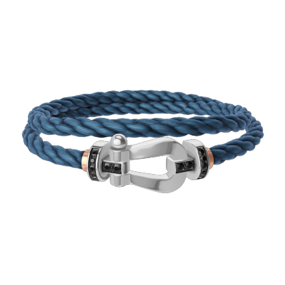 FORCE 10 BRACELET 18K WHITE GOLD AND BLACK DIAMONDS LARGE MODEL