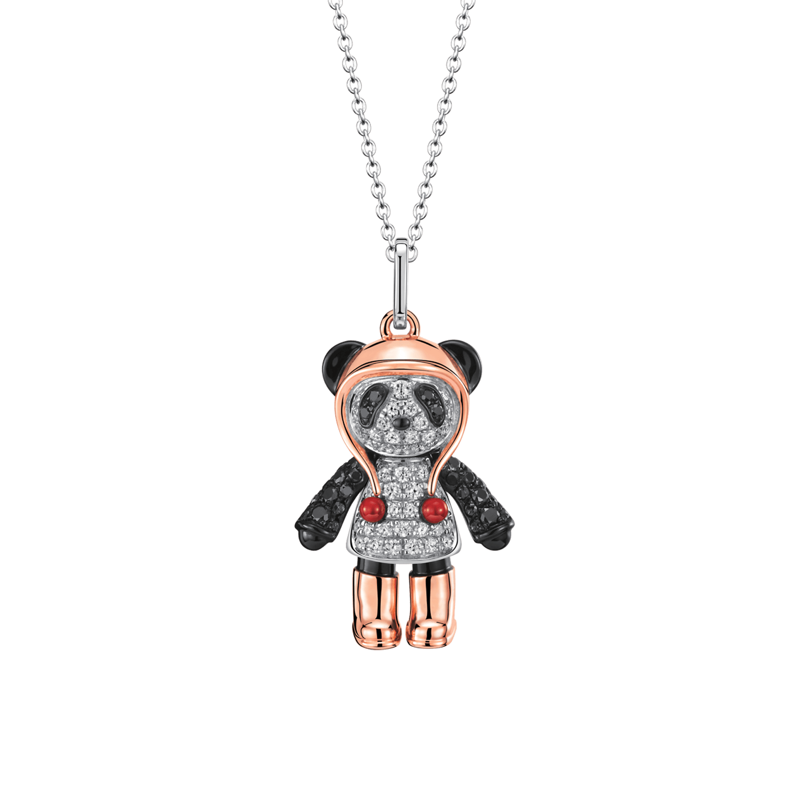 Bo Bo Guimi Bo Bo necklace in 18K white & rose gold with diamonds and HyCeram®