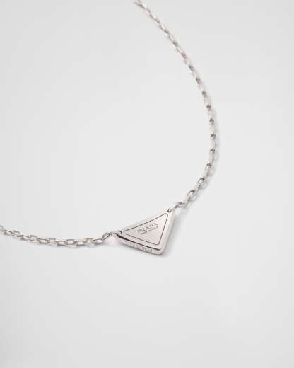 Eternal Gold mini triangle pendant necklace in white gold and diamonds