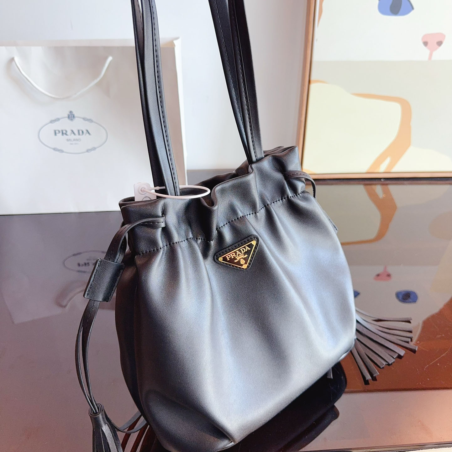 Nappa leather shoulder bag