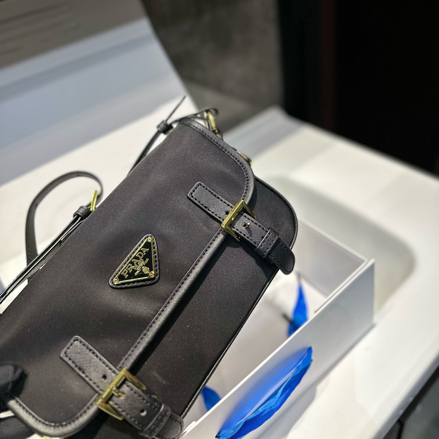 Saffiano Trimmed Tessuto Bandoliera Bag