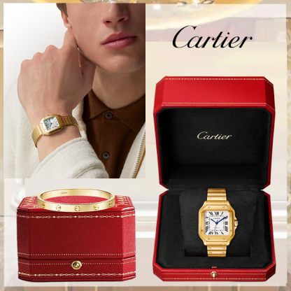 SANTOS DE CARthtTIER WATCH & LOVE BRACELET, CLASSIC MODEL