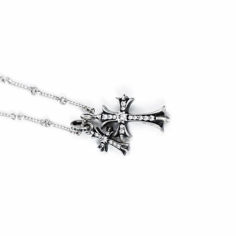 SMALL CROSS AND BABYFAT CHARM NECKLACE WITH DIAMONDS