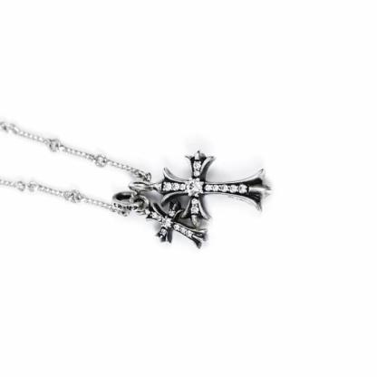 SMALL CROSS AND BABYFAT CHARM NECKLACE WITH DIAMONDS