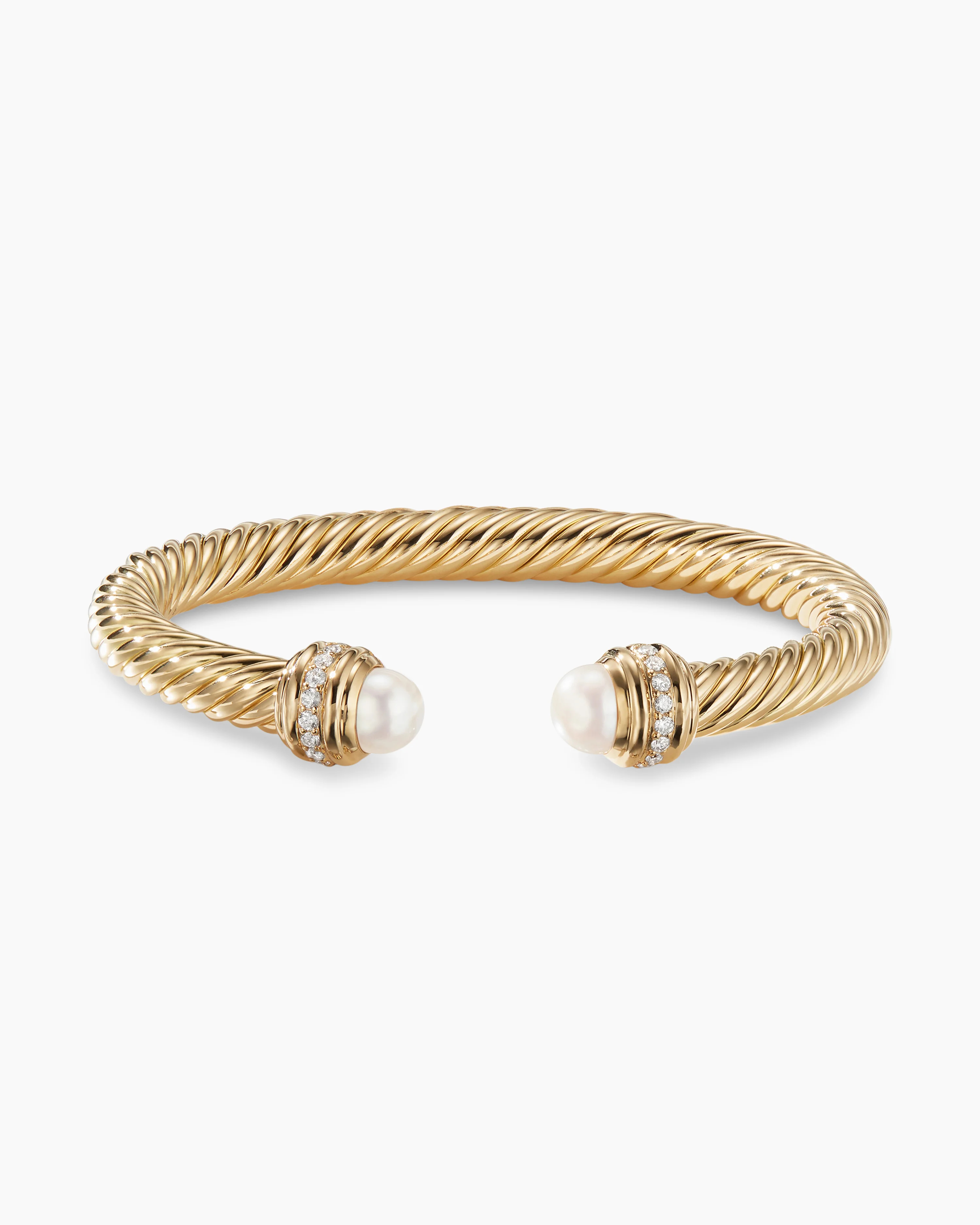 Classic Cablespira庐 Bracelet 18K Yellow Gold with Pearls and Diamonds, 7mm