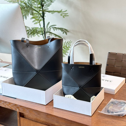 Puzzle Fold tote in shiny calfskin