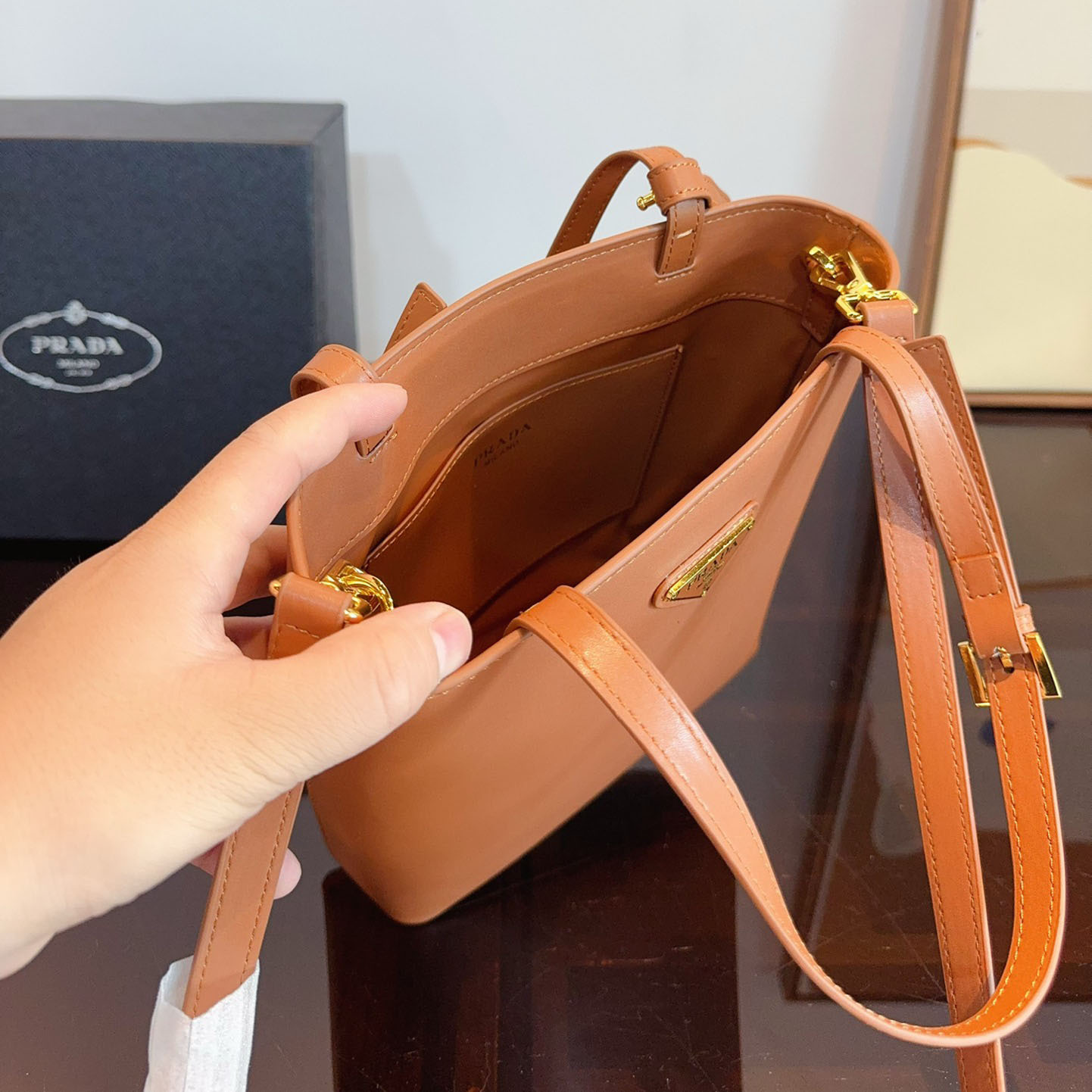 Saffiano Leather Prada Panier Bag