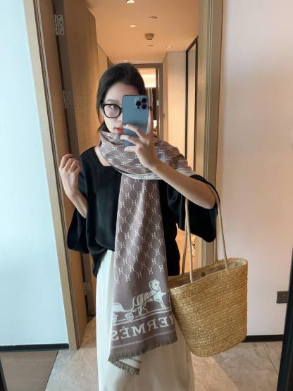 Fashion letter H scarf with horse hanging pattern