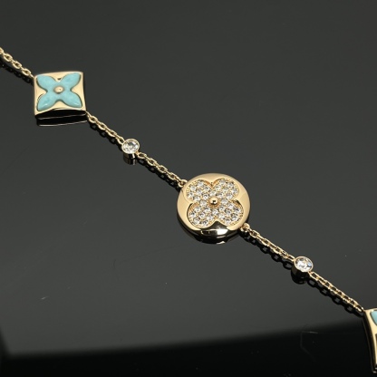 Color Blossom BB Multi-Pattern Bracelet, Yellow Gold, Amazonite and Diamonds