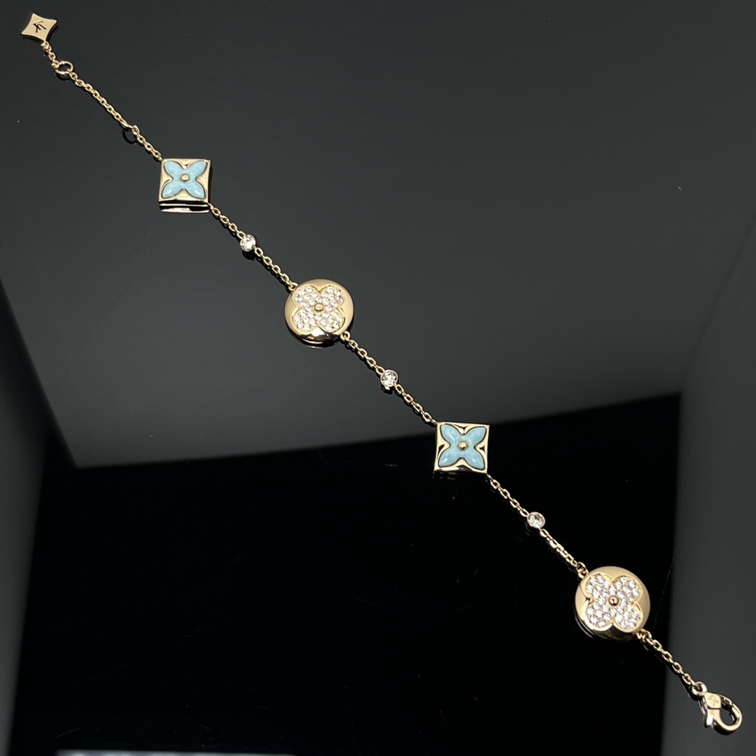 Color Blossom BB Multi-Pattern Bracelet, Yellow Gold, Amazonite and Diamonds