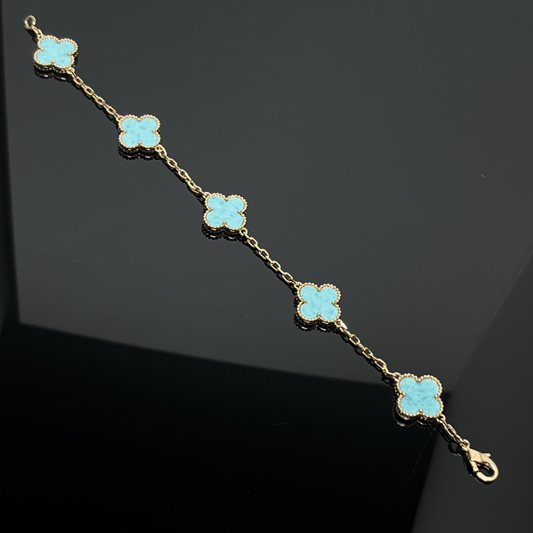 Vintage Alhambra 4 Station Turquoise Bracelet