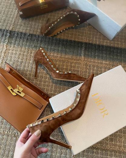 Brown Garavani Rockstud 85mm Heels