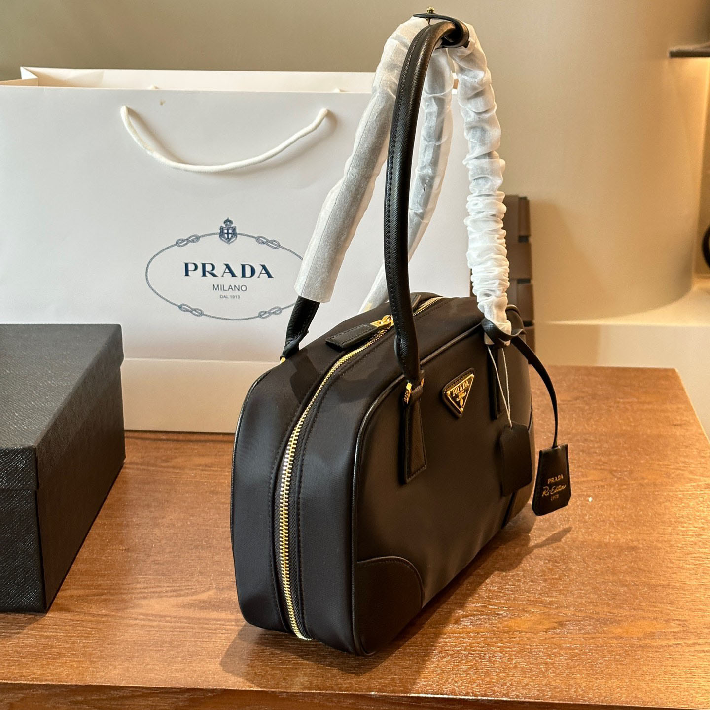 *Re-Edition 1978 medium Re-Nylon and Saffiano leather two-handle bag