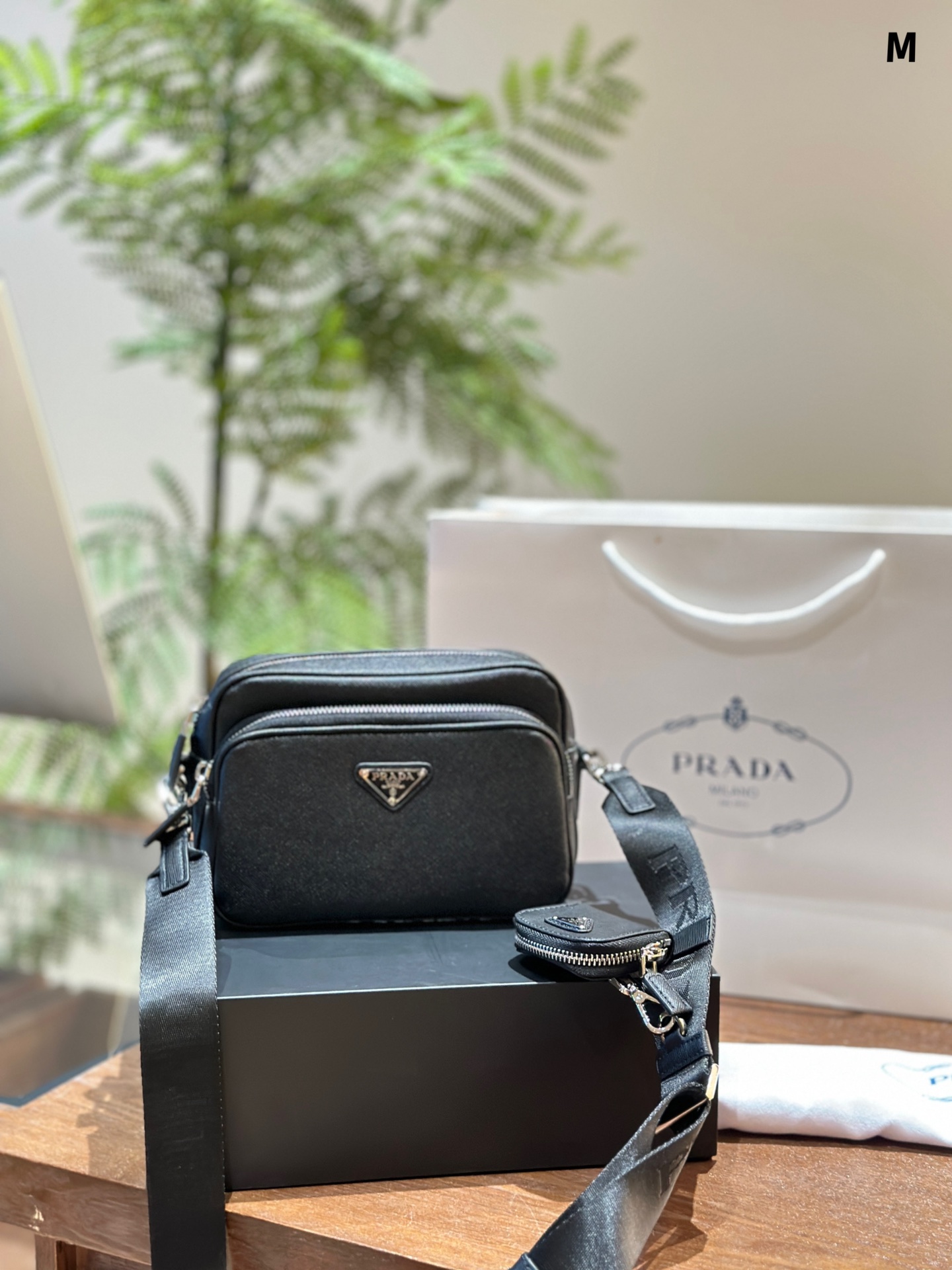 *Saffiano leather shoulder bag