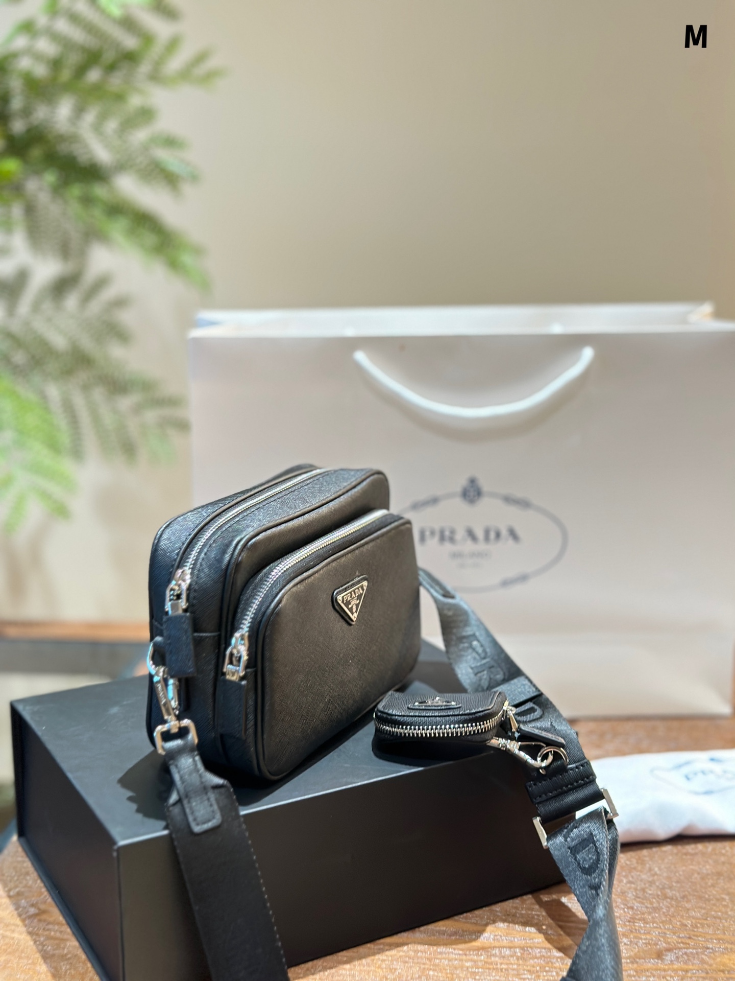 *Saffiano leather shoulder bag