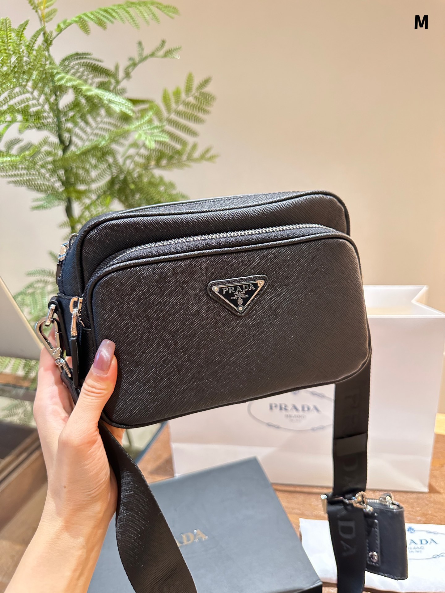 *Saffiano leather shoulder bag