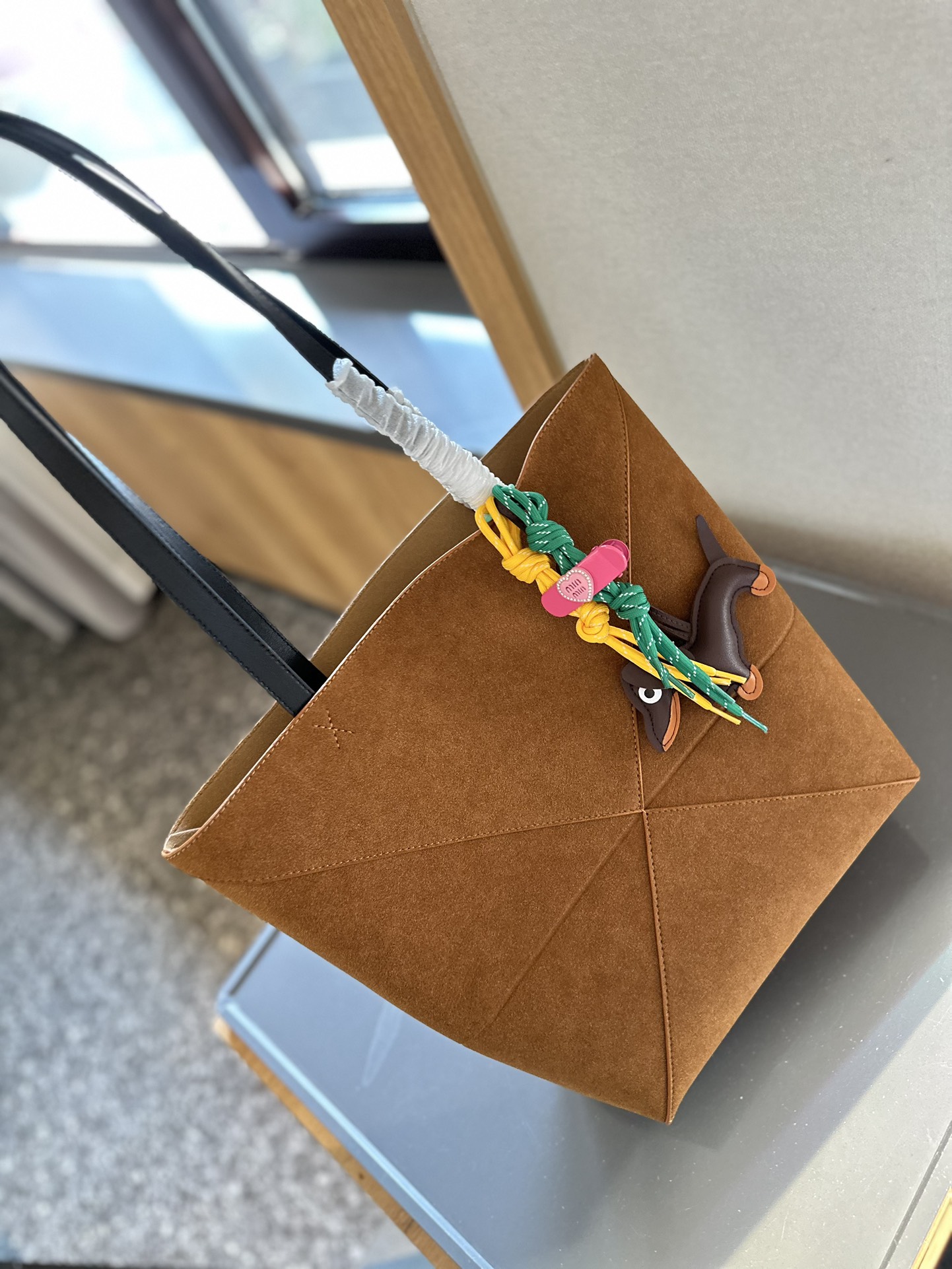 Puzzle Fold tote in shiny calfskin