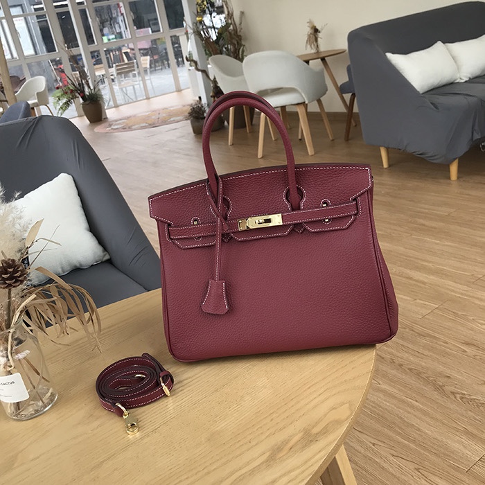 Herthtmes Togo Birkin 25/30/35 Deep Red Bag