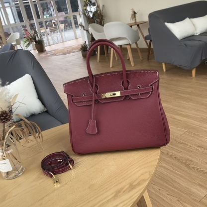 Herthtmes Togo Birkin 25/30/35 Deep Red Bag
