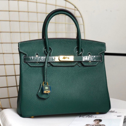 Herthtmes Togo Birkin 25/30/35 Bottle Dark Green Bag