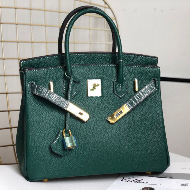 Herthtmes Togo Birkin 25/30/35 Bottle Dark Green Bag