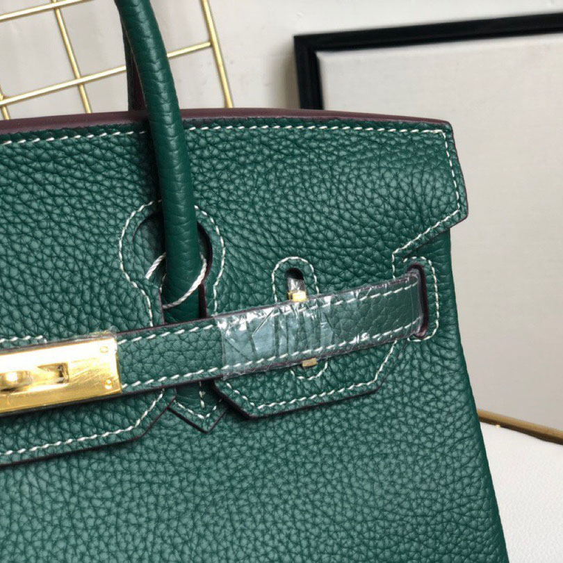 Herthtmes Togo Birkin 25/30/35 Bottle Dark Green Bag