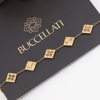 Retro palace style diamond brushed four-leaf clover shell agate chalcedony double-sided bracelet