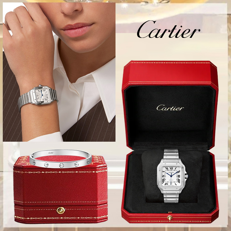 SANTOS DE CARthtTIER WATCH & LOVE BRACELET, CLASSIC MODEL
