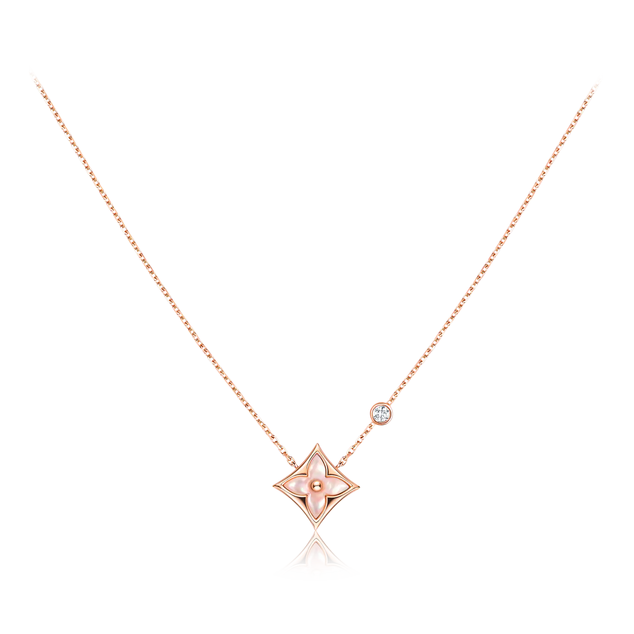 Color Blossom BB Star Pendant, Pink gold, Pink Mother-of-Pearl and diamond