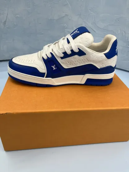 Lothtuis Vuithttton Men's Trainer Sneaker #54 Signature Blue White