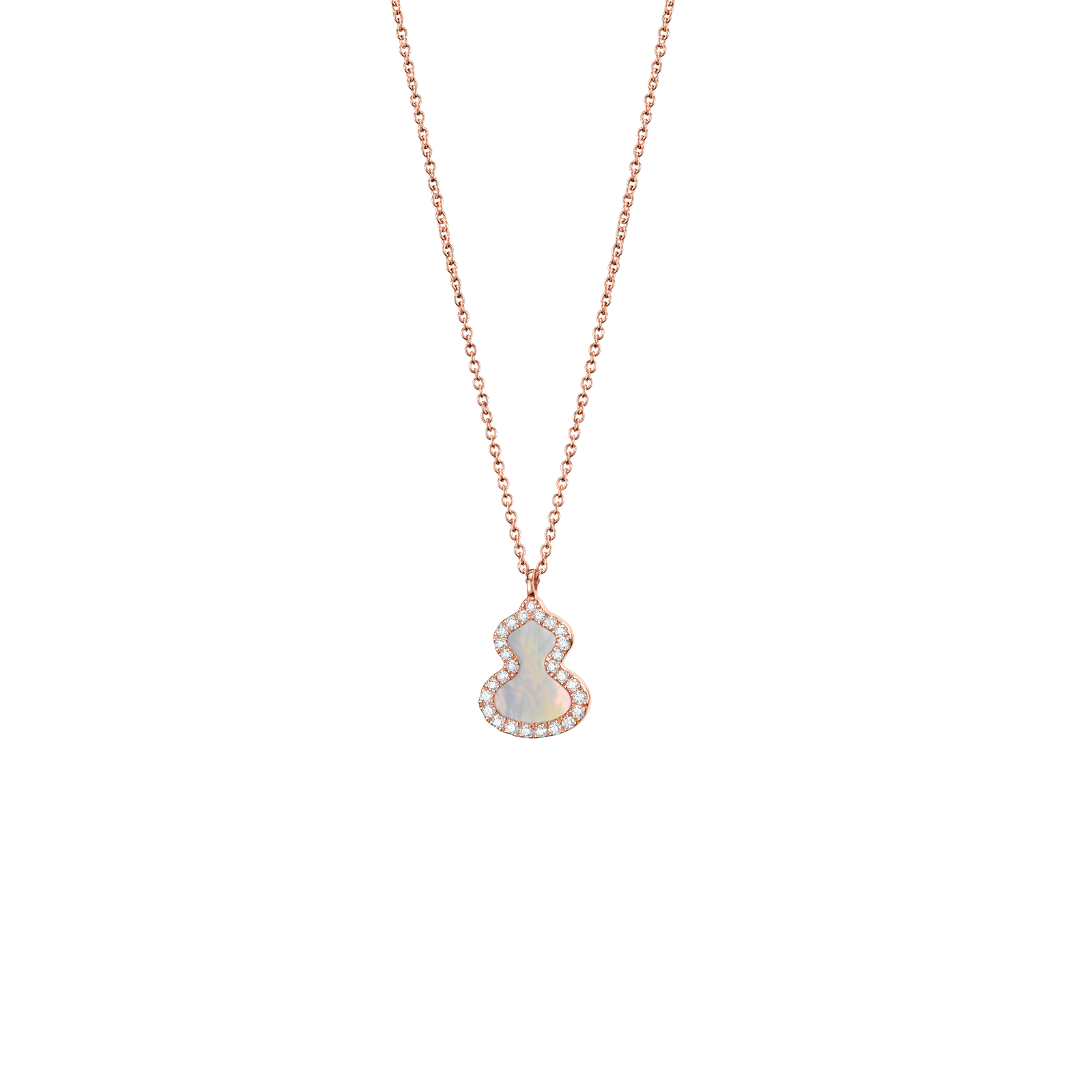 Petite Wulu necklace in 18K rose gold with diamonds and mother of pearl