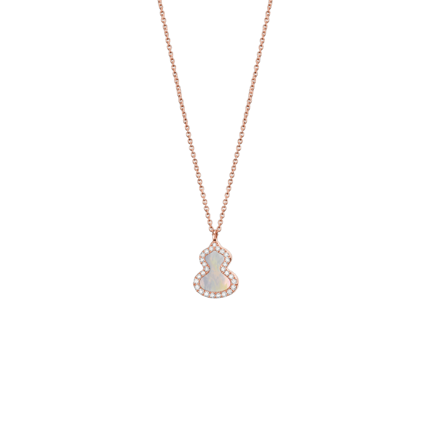 Petite Wulu necklace in 18K rose gold with diamonds and mother of pearl