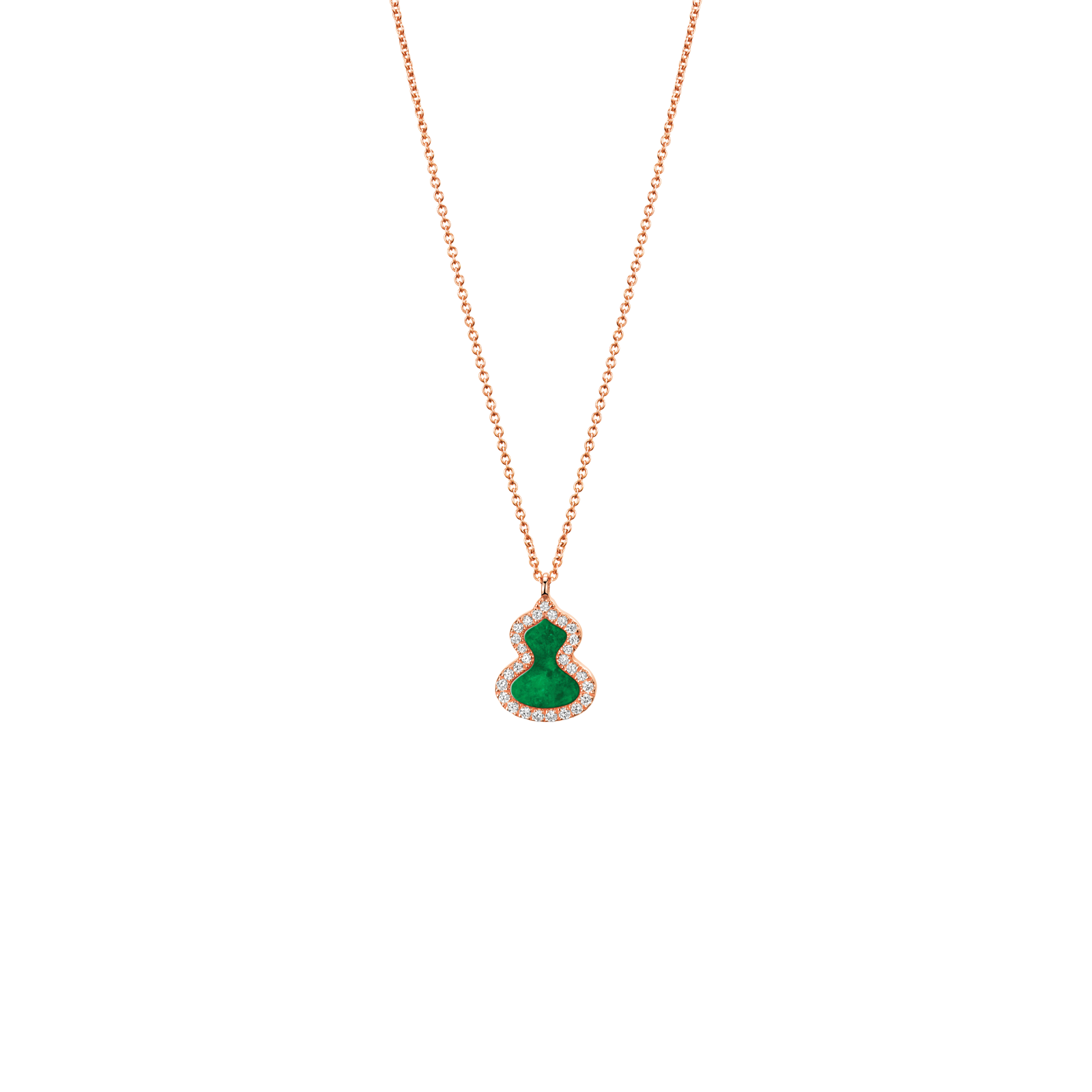 Petite Wulu necklace in 18K rose gold with diamonds and jade