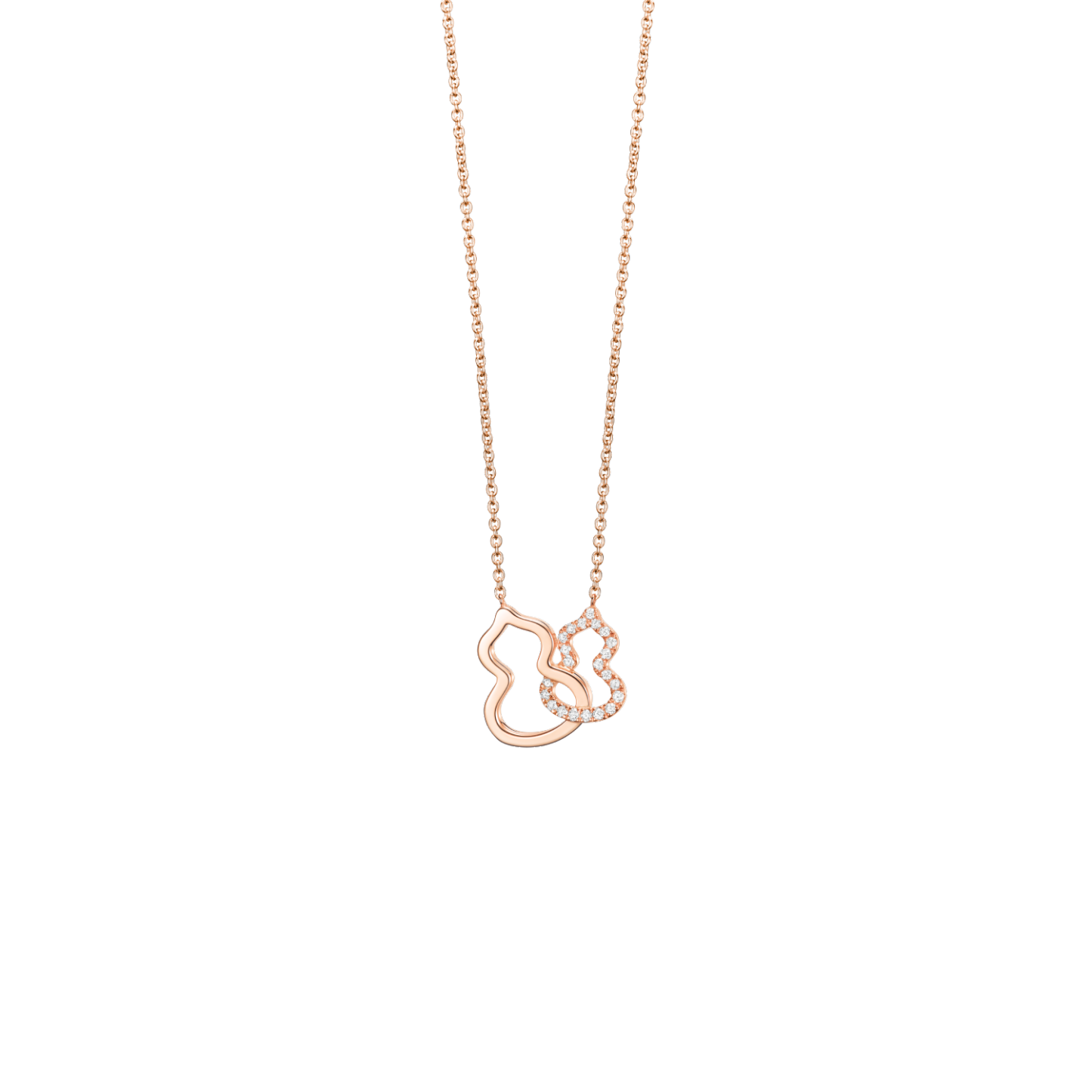 Petite Double Wulu necklace in 18K rose gold with diamonds