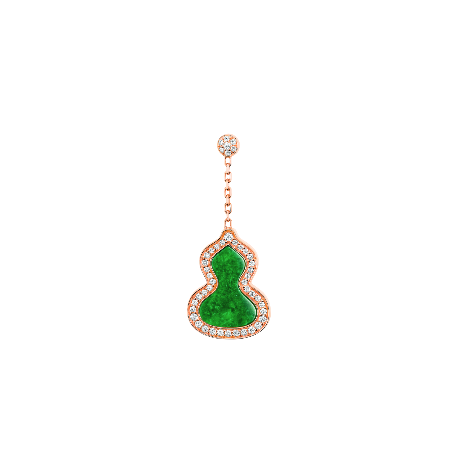 Small Wulu earring in 18K rose gold with diamonds and jade