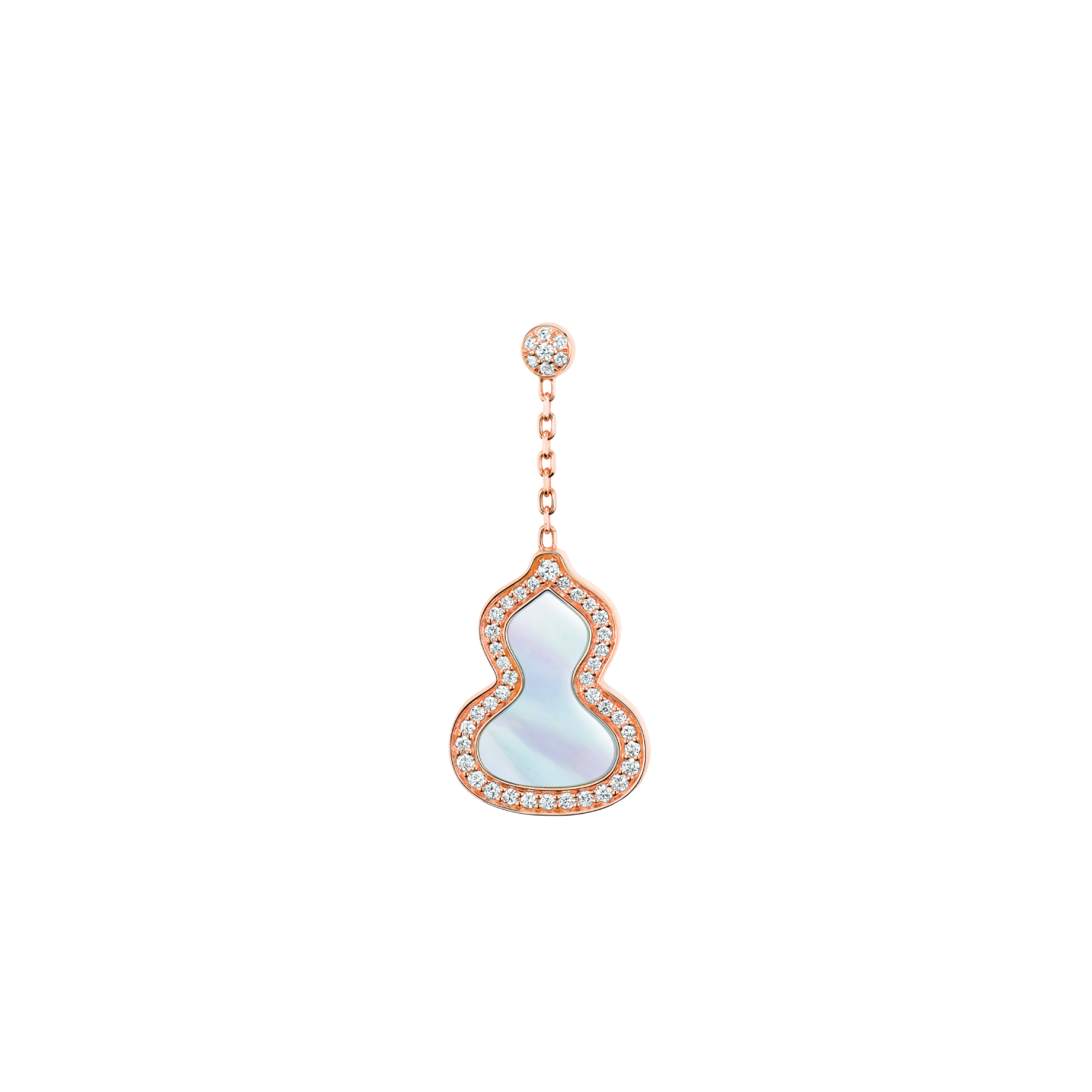 Small Wulu earring in 18K rose gold with diamonds and mother of pearl