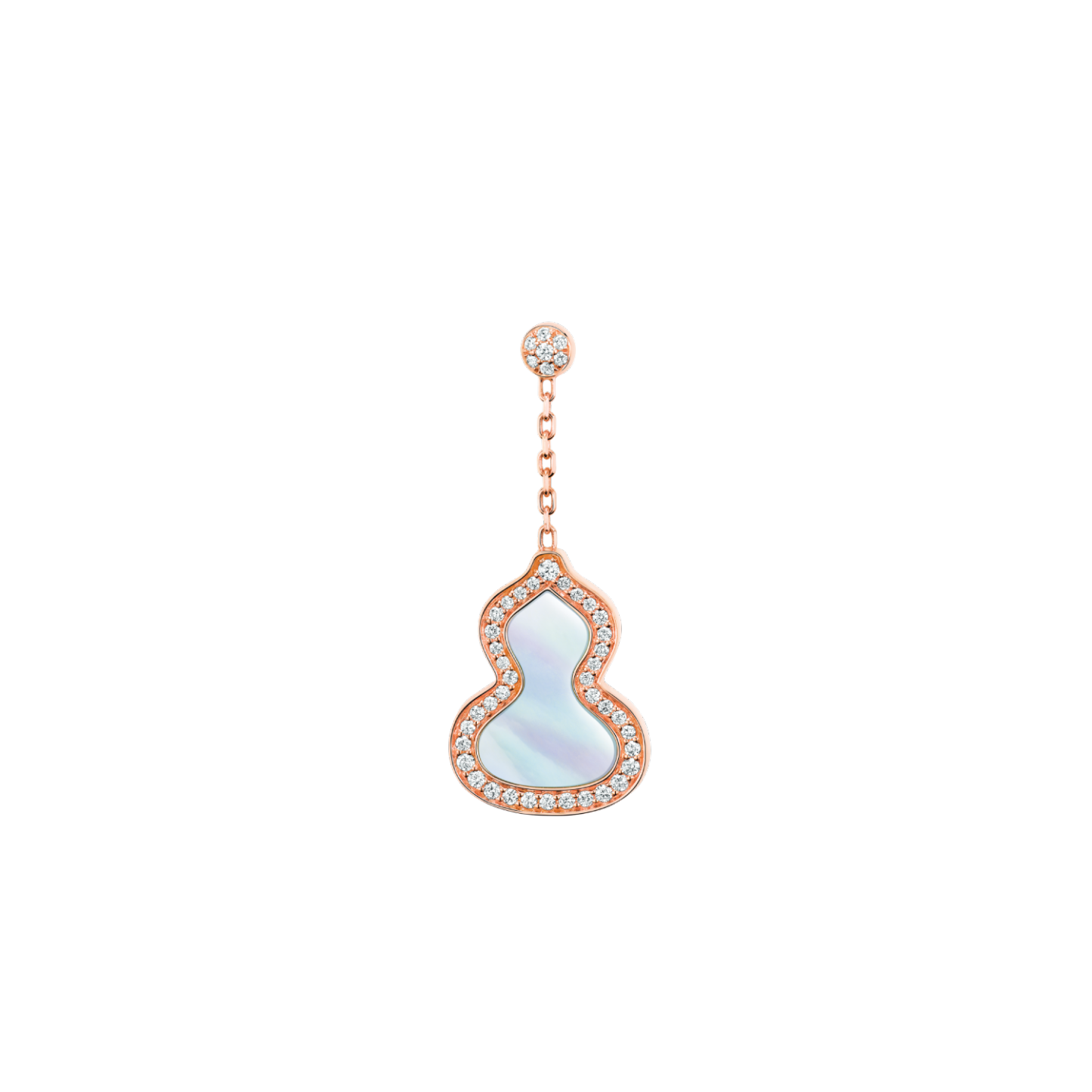 Small Wulu earring in 18K rose gold with diamonds and mother of pearl