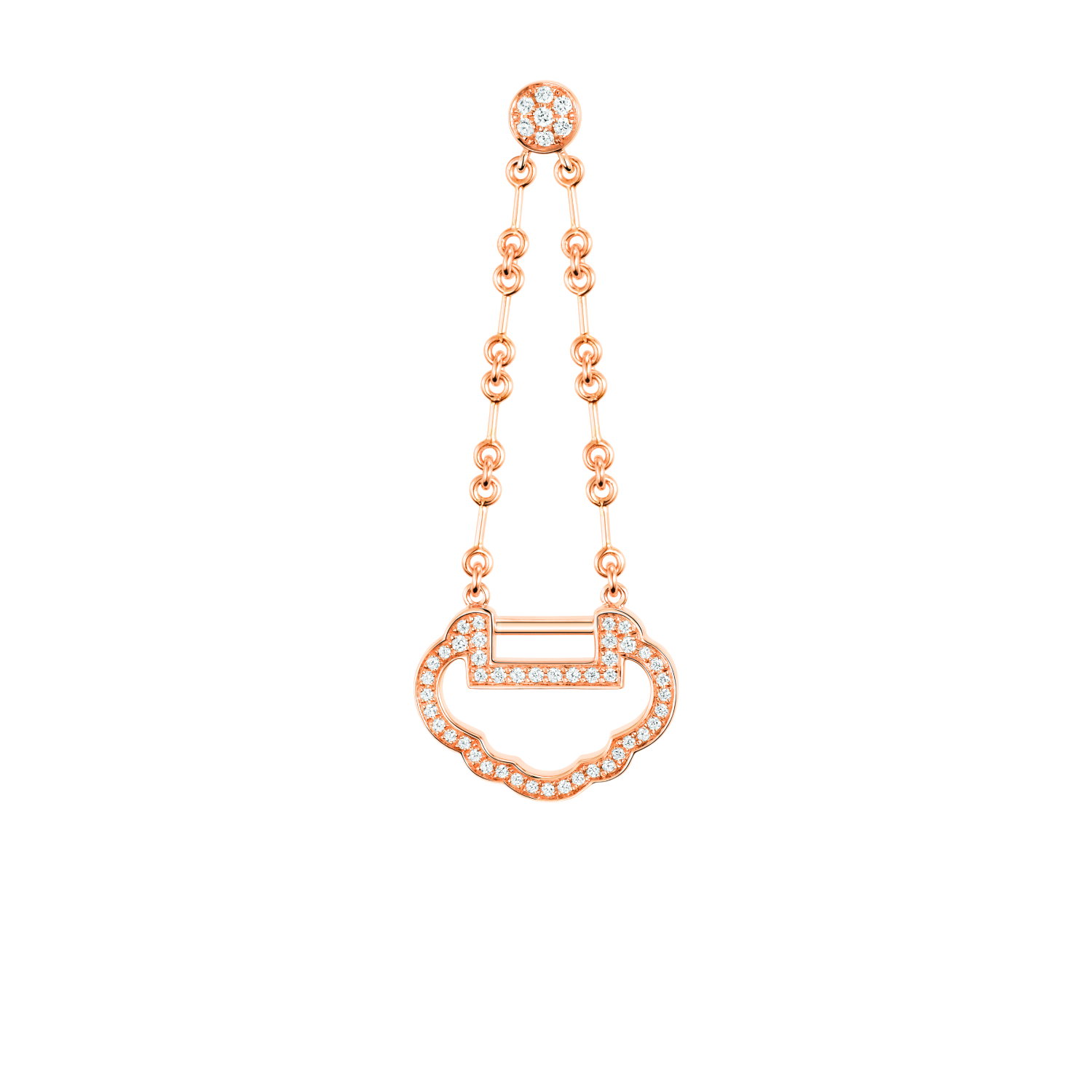 Small Yu Yi earring in 18K rose gold with diamonds