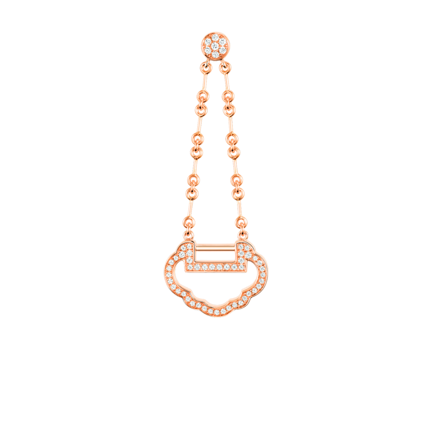 Small Yu Yi earring in 18K rose gold with diamonds