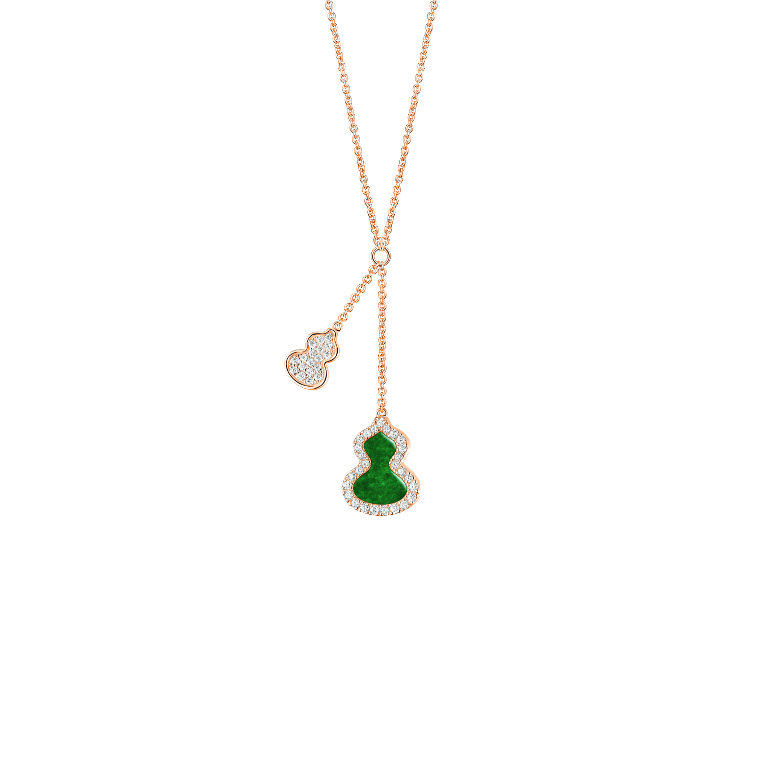 Petite Wulu necklace in 18K rose gold with diamond and jade