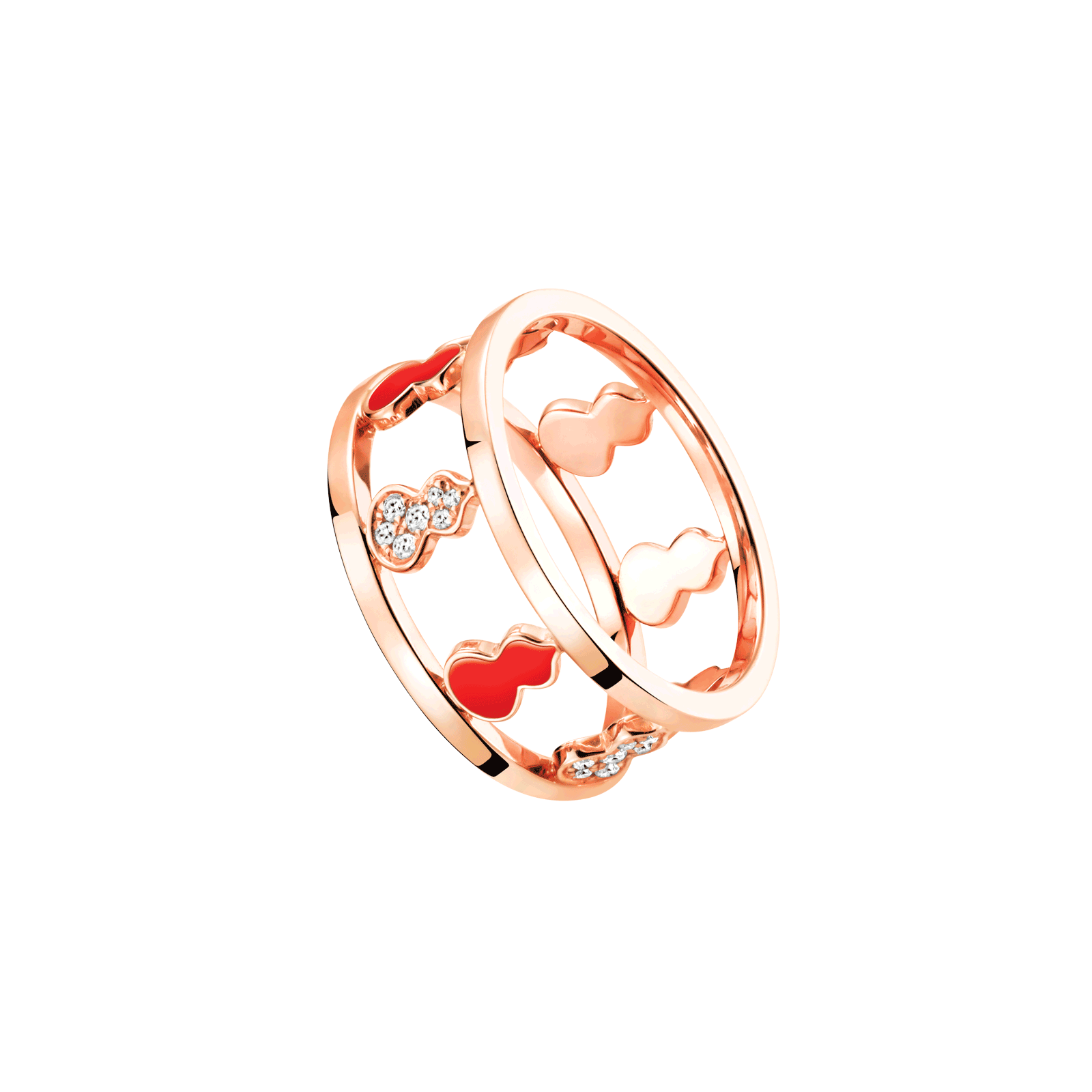 Wulu ring in 18K rose gold with diamonds and HyCeram庐