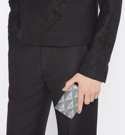 Vertical Bifold Card Holder Gray CD Diamond Canvas