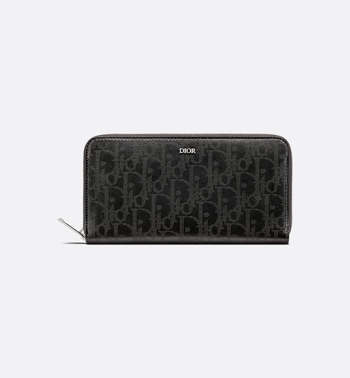 Zipped Long Wallet  Black Oblique Galaxy Leather