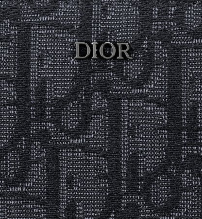 Zipped Long Wallet  Black Dior Oblique Jacquard