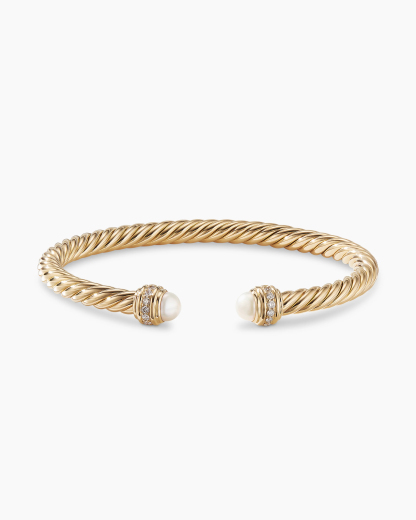 Classic Cablespira庐 Bracelet 18K Yellow Gold with Pearls and Diamonds, 5mm