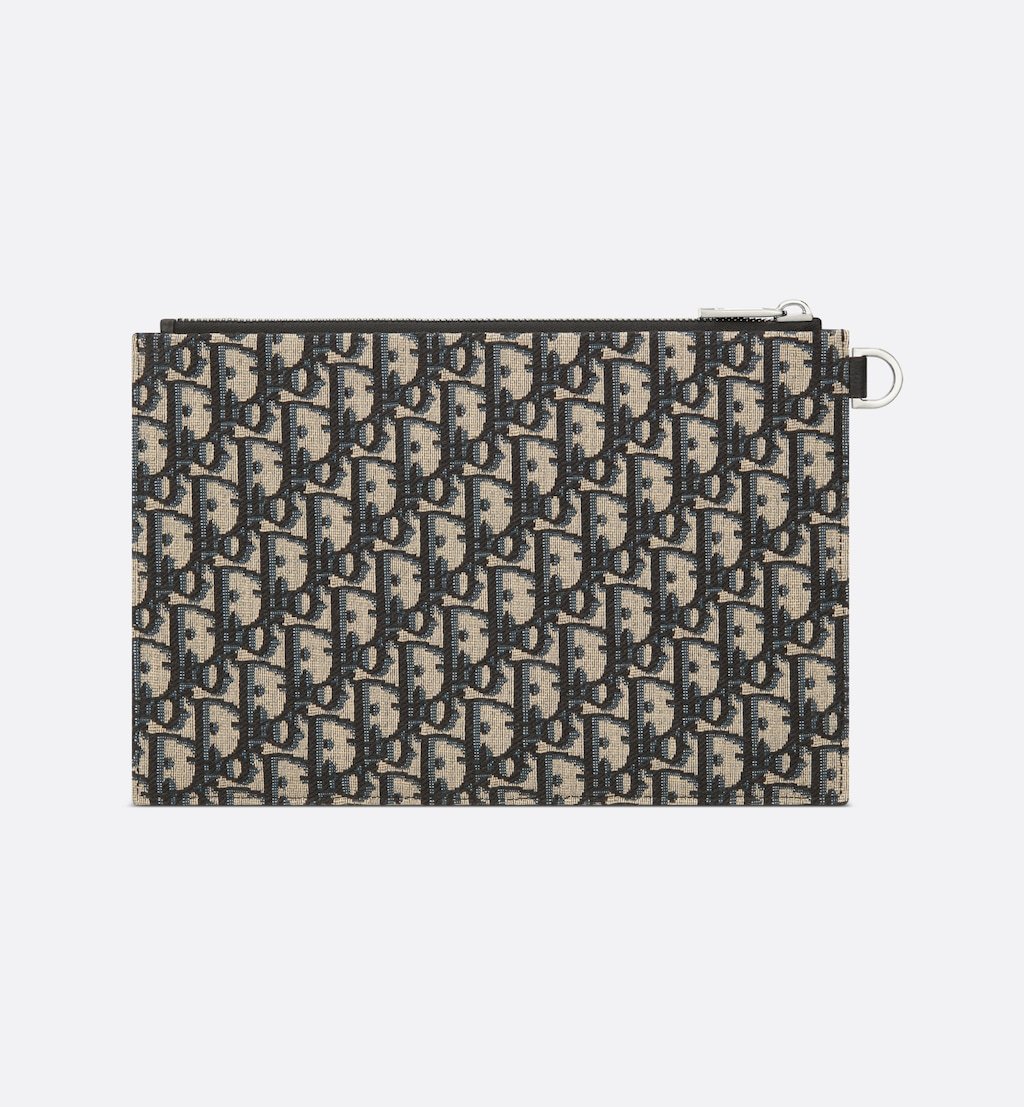 A5 Pouch Beige and Black Oblique Jacquard
