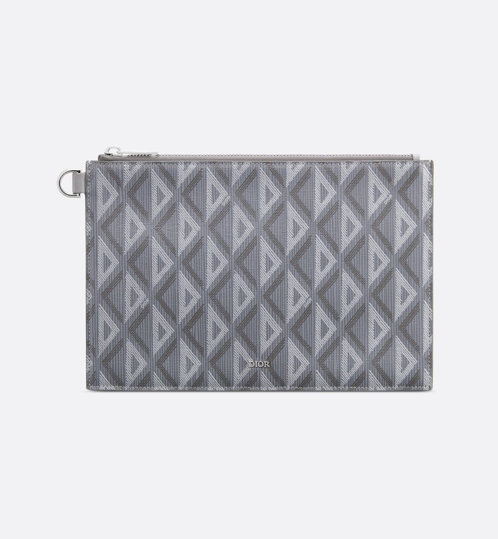 A5 Pouch Gray Diamond Canvas
