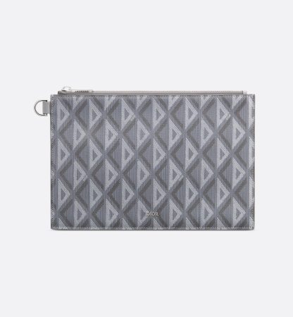 A5 Pouch Gray Diamond Canvas