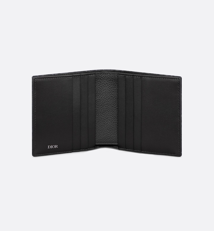 Vertical Bifold Wallet Black Oblique Jacquard