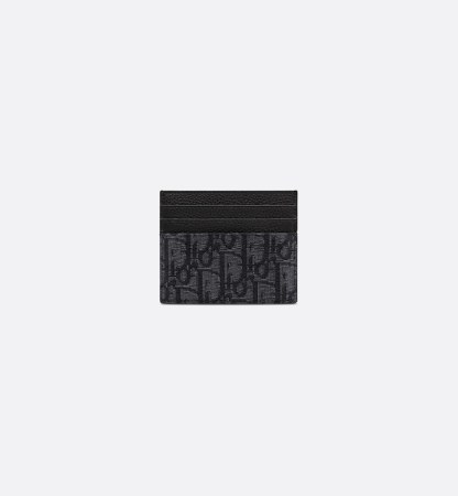 Card Holder Black Oblique Jacquard and Black Grained Calfskin